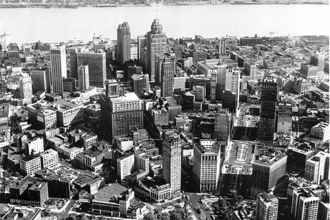 Detroit Skyline Aerial (1940's)