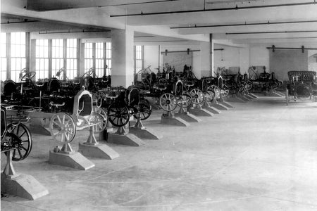 Ford Cars Lined Up at Packard Plant (1920)