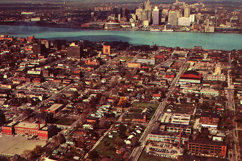 Aerial of Windsor, Ontario (1960) - Canvas Print
